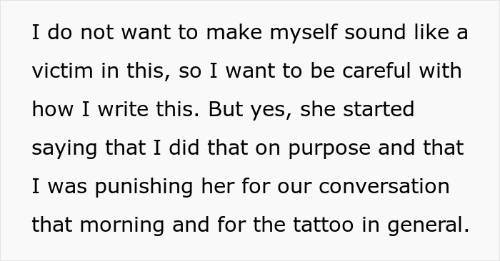 Text excerpt showing a man explaining his fiancée accused him of punishing her over a tattoo of his late brother. Text excerpt showing a man explaining his fiancée accused him of punishing her over a tattoo of his late brother.