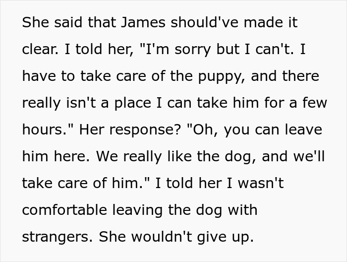 Text excerpt discussing a woman accusing homeowners of ruining her party because they didn&rsquo;t leave the home.