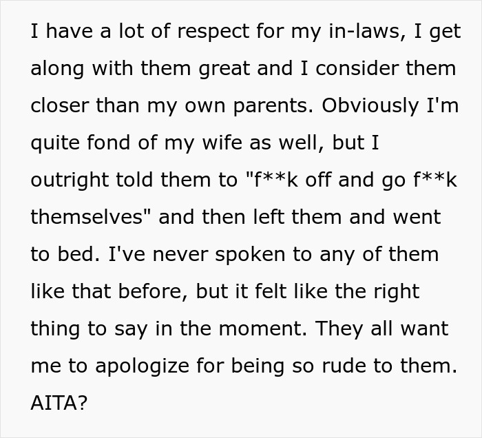 Man shares his perspective on respect, in-laws, and family boundaries after a tense confrontation about cuddling limits.