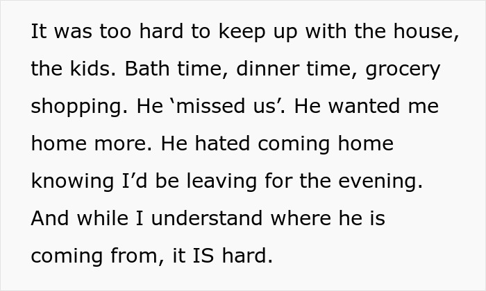 Text describing the struggles of a hurt working mom feeling overwhelmed and dealing with an ignorant husband&rsquo;s expectations.