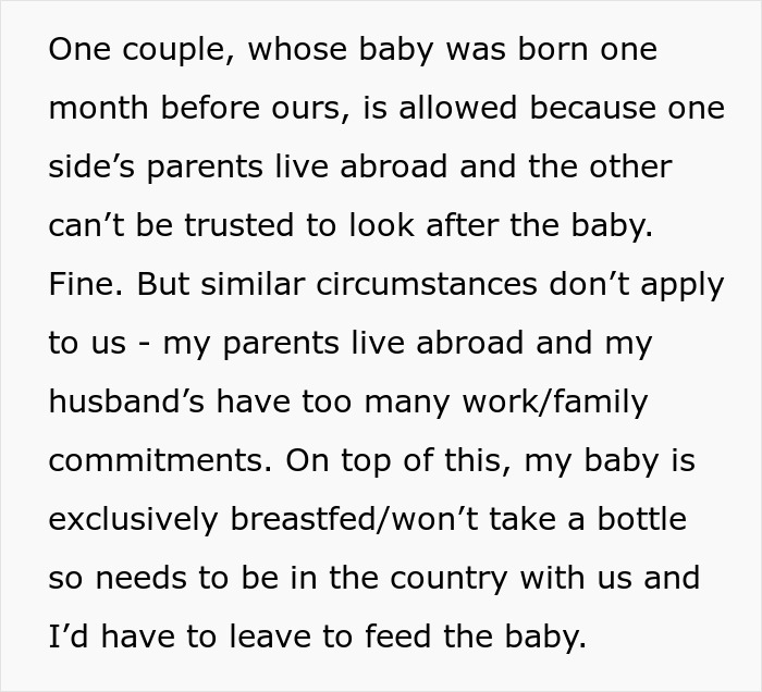 Text discussing a bride banning BFF from bringing her baby to a wedding while others are allowed due to caregiving concerns. Text discussing a bride banning BFF from bringing her baby to a wedding while others are allowed due to caregiving concerns.