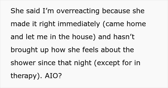 Text of a husband explaining his wife&rsquo;s reaction to him attending his sister&rsquo;s baby shower and the need for therapy.