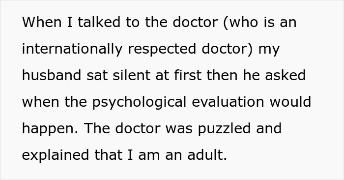 Woman discusses plastic surgery and husband gives ultimatum about husband reduction in a tense medical consultation.