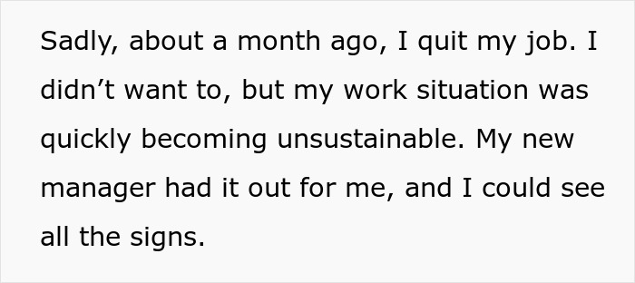 Text overlay about a hurt working mom dealing with an unsustainable work situation and an unsupportive manager.