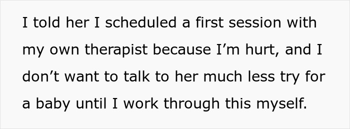 Alt text: Text about husband needing therapy after his wife&rsquo;s reaction to him attending sister&rsquo;s baby shower.