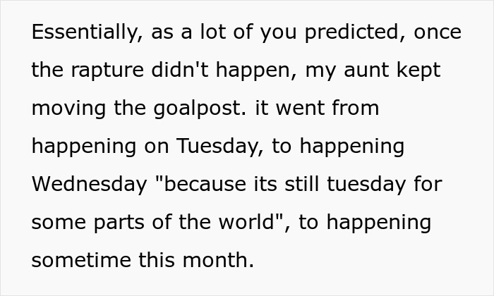 Text about the Christian rapture prediction changing dates, with money and dollar concept implied.