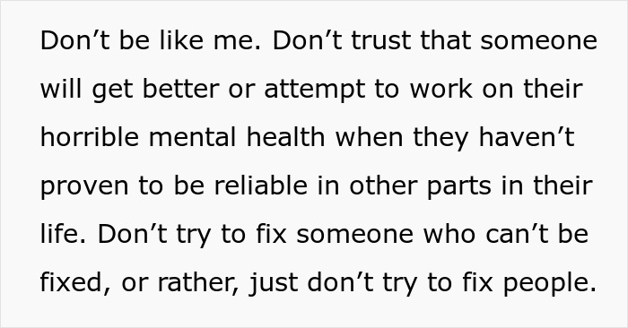 Alt text: Woman gives husband another chance and learns a hard lesson about trust and mental health struggles.