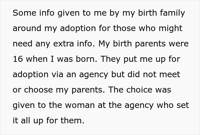 Text describing a man&rsquo;s birth family tracking him down after abandoning him, but he rejects contact with them.