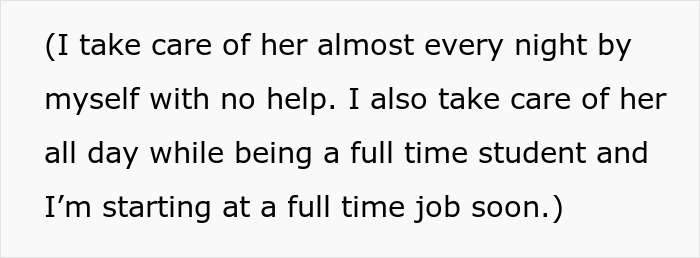 Text excerpt showing a mom sharing how she cares for her child alone while preparing for a full-time job. Text excerpt showing a mom sharing how she cares for her child alone while preparing for a full-time job.