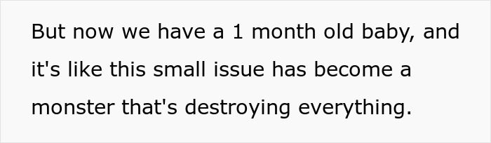 New mom struggling to care for 1-month-old baby while husband watches and judges the challenges she faces.
