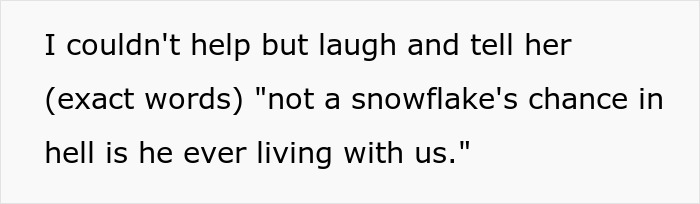 Text image showing a quote about refusing to live with a lazy and entitled disabled brother enabled by mommy.