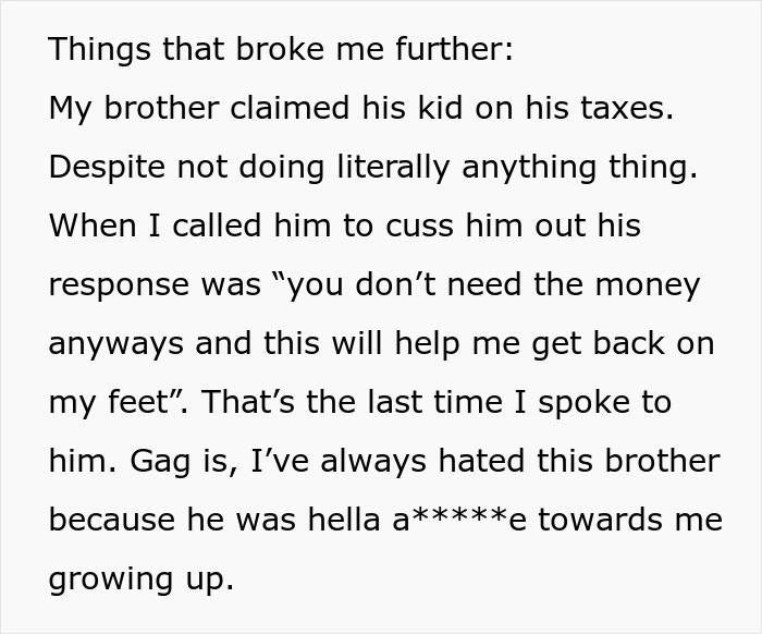 Text excerpt discussing a single mom&rsquo;s struggle and family issues related to abandoning toddler and parents restarting life.