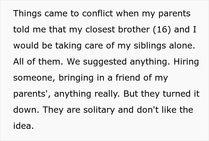 Teens managing babysitting duties for siblings alone while parents in Austria refuse outside help or friends. Teens managing babysitting duties for siblings alone while parents in Austria refuse outside help or friends.