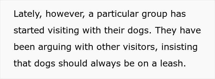 Group visiting private land with dogs arguing about dog walking rules and leash requirements.