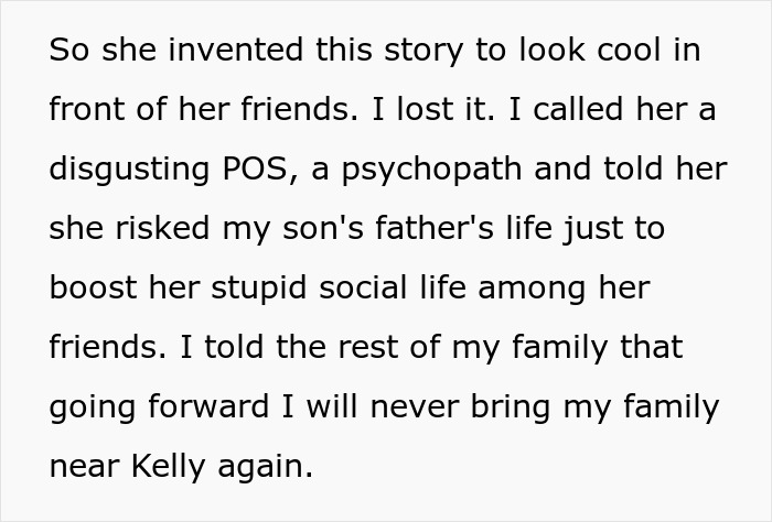 Text excerpt from a brother daughter family drama, expressing anger and family conflict over risky behavior.