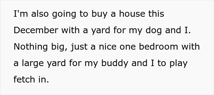 Text from a schizophrenic man sharing plans about buying a house with a large yard for his dog and himself.
