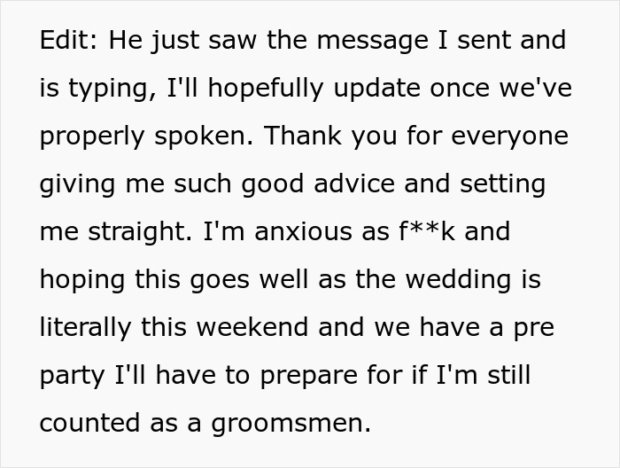 Groom kisses best friend at bachelor party, causing angry bride to ban him from wedding over secret incident.