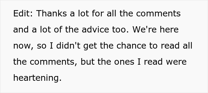 Text excerpt showing a mil criticizing bikini suitcase with a note thanking readers for comments and advice.