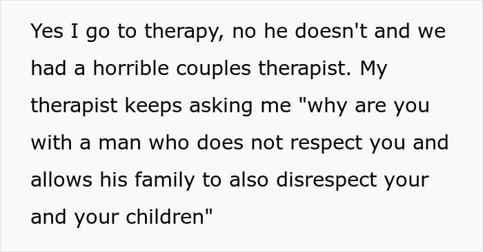 Text on a white background discussing relationship struggles and disrespect from a mother-in-law trying to trigger allergies. Text on a white background discussing relationship struggles and disrespect from a mother-in-law trying to trigger allergies.