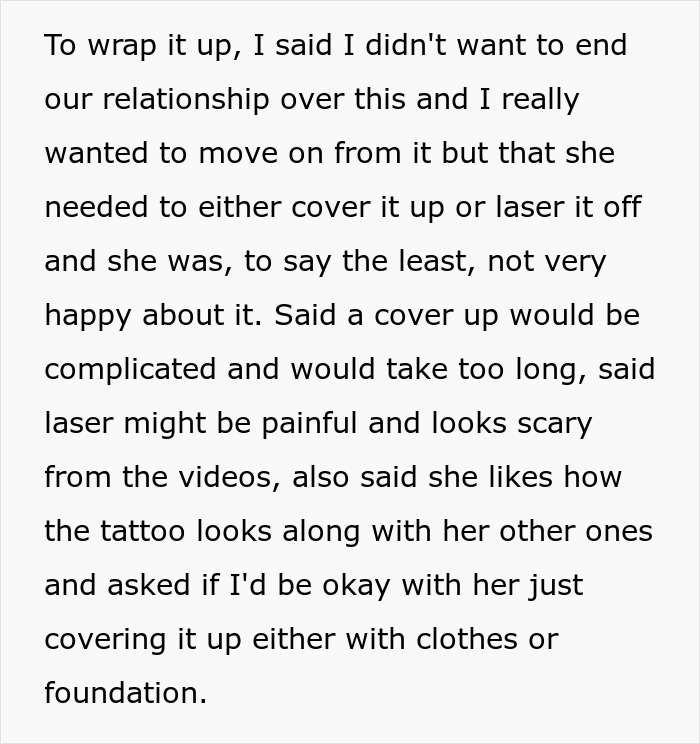 Man and fiancée discussing tattoo of his late brother’s face and relationship struggles over it. Man and fiancée discussing tattoo of his late brother’s face and relationship struggles over it.