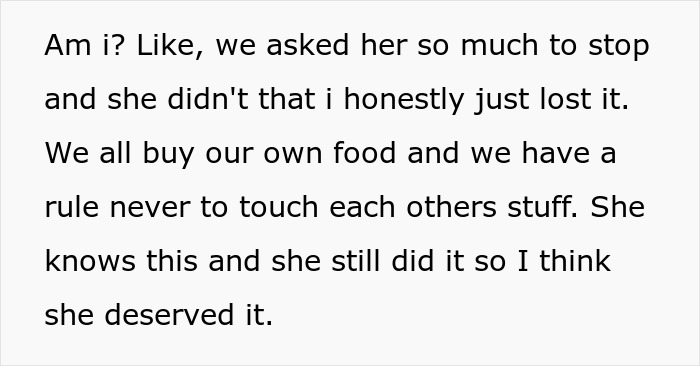 Alt text: Text about woman upset over bro&rsquo;s girlfriend eating food, causing drama after calling her Miss Piggy.