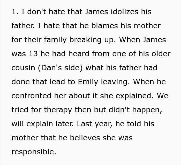 Text excerpt discussing family conflict involving a man denying his stepson's college fund contributions.