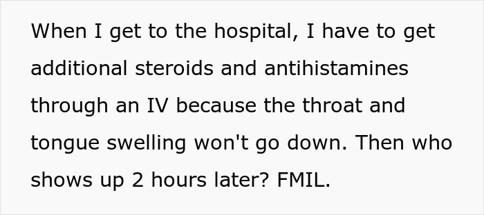 Text discussing hospital treatment with steroids and antihistamines for anaphylactic shock caused by MIL showing zero remorse.