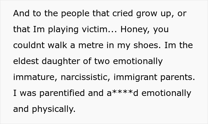 Text excerpt about daughter dealing with emotionally immature parents while pregnant sister visits, cat issue involved. Text excerpt about daughter dealing with emotionally immature parents while pregnant sister visits, cat issue involved.