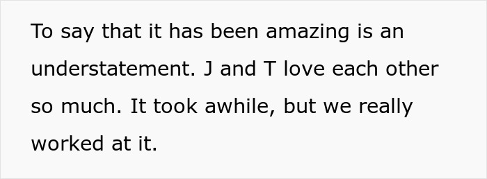 Text on white background discussing a couple&rsquo;s relationship and overcoming challenges together.