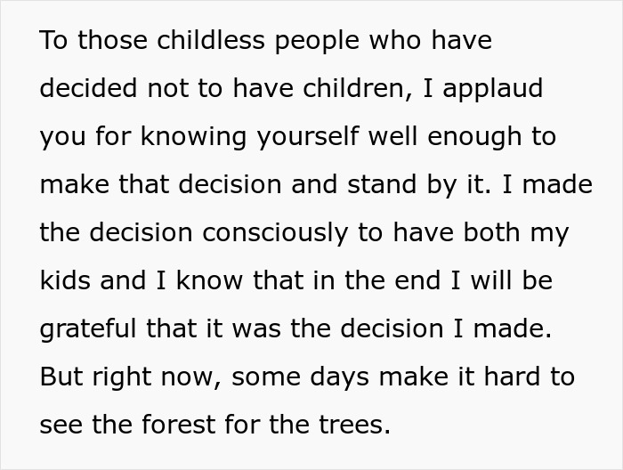 Text discussing a woman fearing she won’t survive motherhood and regretting her decision to have kids. Text discussing a woman fearing she won’t survive motherhood and regretting her decision to have kids.