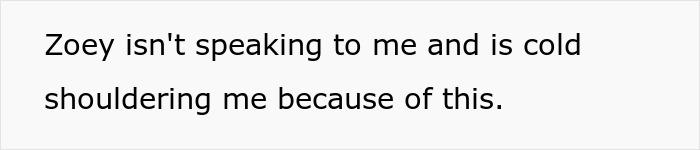 Text message reading Zoey isn't speaking to me and is cold shouldering me, relating to dad pulling funding for 17-year-old's trip.