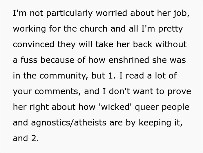 Text excerpt discussing worries about church job security amid community views on Christian rapture and money dollars topics.