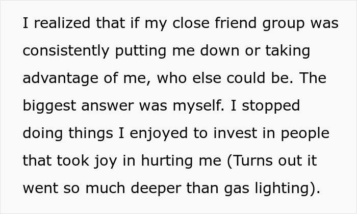 Text excerpt discussing self-reflection on friendships and emotional impact related to schizophrenic man prank hospital visit.