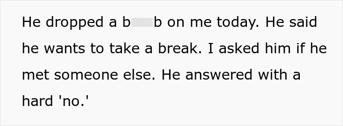 Text message with a woman explaining her long-distance romance ended after her partner cheated and spread rumors while abroad. Text message with a woman explaining her long-distance romance ended after her partner cheated and spread rumors while abroad.