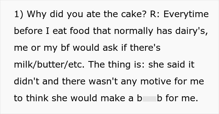  "I Destroyed Her Family Vacation": GF Rushed To The ER Thanks To Her BF's Mom's Contaminated Cake 