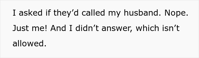 Alt text: Screenshot of text message where a mom says the school called her instead of her husband and she didn’t answer. Alt text: Screenshot of text message where a mom says the school called her instead of her husband and she didn’t answer.