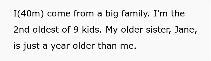 Alt text: Text describing a man from a large family raising his seven younger siblings and facing challenges as an adult.