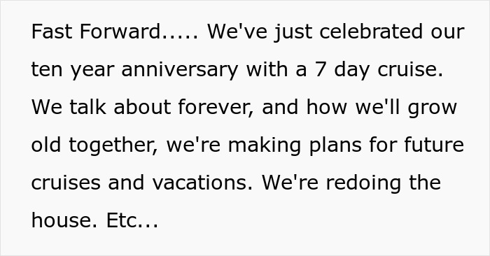 Couple celebrating ten year anniversary planning future trips and house renovations after long relationship.
