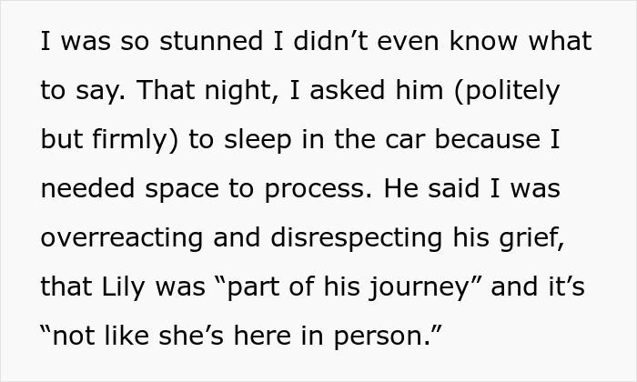 Alt text: Wife angry at husband over ex ashes during honeymoon, expressing hurt and needing space to process emotions. Alt text: Wife angry at husband over ex ashes during honeymoon, expressing hurt and needing space to process emotions.