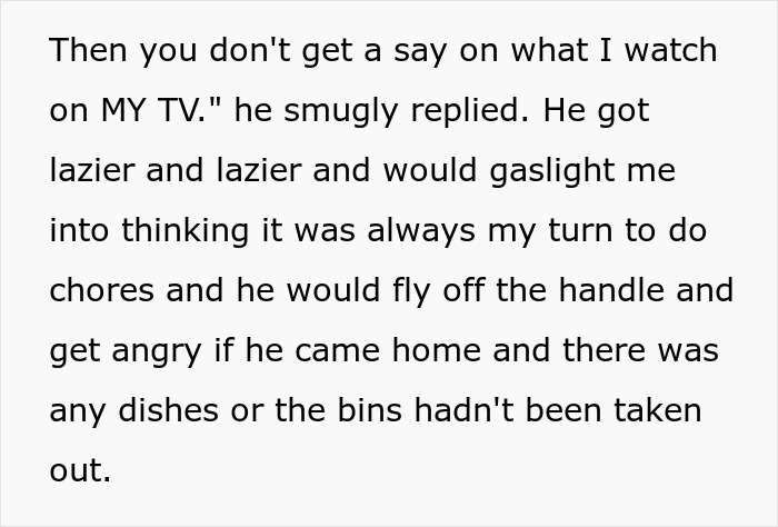 Text excerpt about a roommate conflict involving chores and control issues related to mortgage affordability.