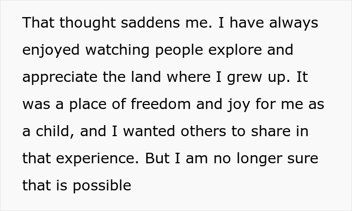 Man reflecting sadly on people imposing dog walking rules on his private land and planning to block access.