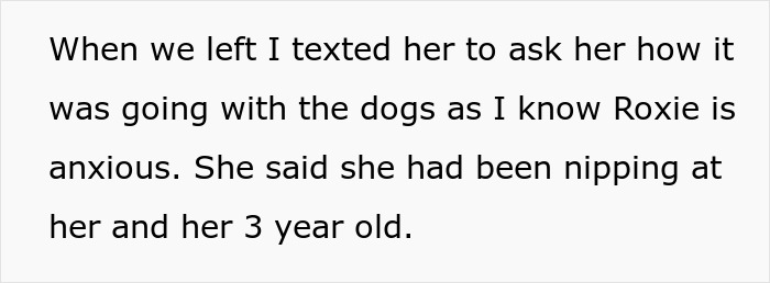 Text message discussing dog anxiety and a dog sitter's poor treatment while house sitting.