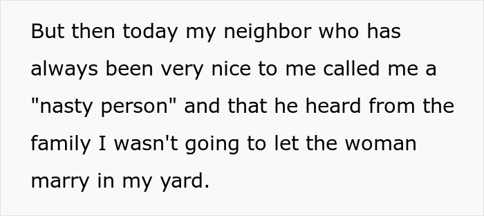Text describing a woman demanding to marry in stranger&rsquo;s backyard and crying after they refuse in a neighborhood dispute.