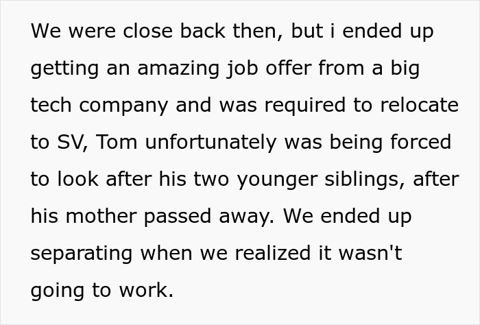 Text excerpt about a man and woman separating after career moves and family responsibilities, art class memory unclear.