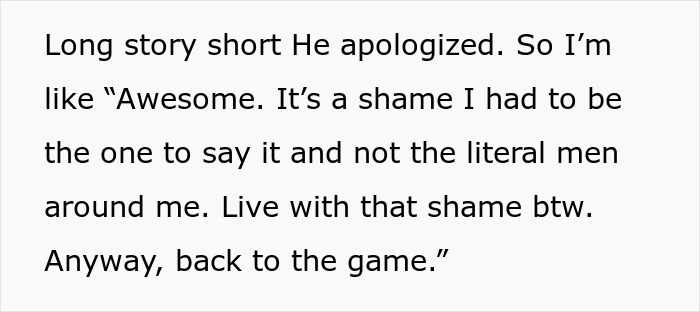 Text of a woman explaining how she stood up for cousin's wife against rude husband and faced backlash from family men.