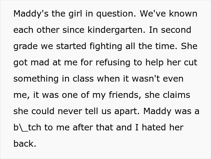 Text excerpt describing a son’s refusal of family bonding, highlighting conflict with a girl named Maddy and feelings of betrayal. Text excerpt describing a son’s refusal of family bonding, highlighting conflict with a girl named Maddy and feelings of betrayal.