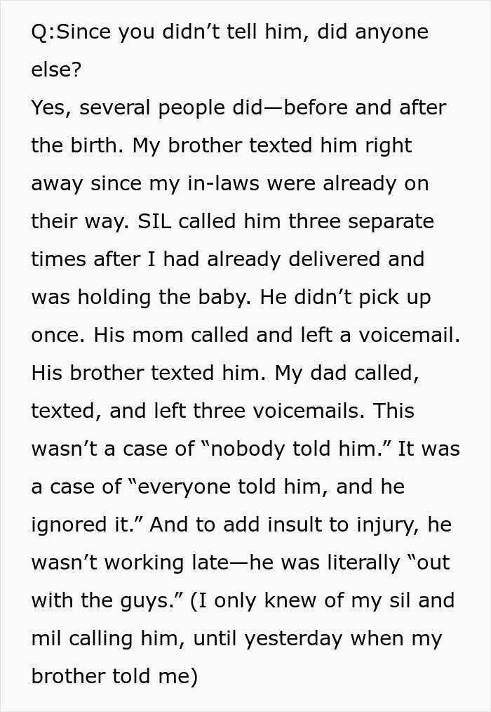 Text excerpt about a husband ignoring his newborn baby after being called out for calling his pregnant wife disgusting.