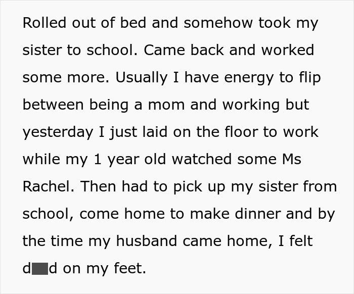 Man steps over passed out wife and goes to bed, showing a different perspective on their relationship dynamics.