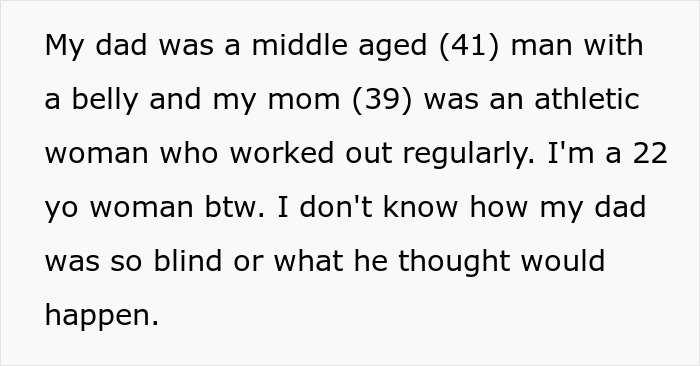 Text explaining a dad wanting an open marriage but reacting angrily when mom slept with other people.