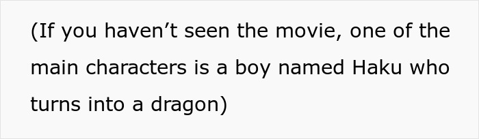 Alt text: Text explaining a movie character named Haku who turns into a dragon for lying pick me girl tattoo inspiration.